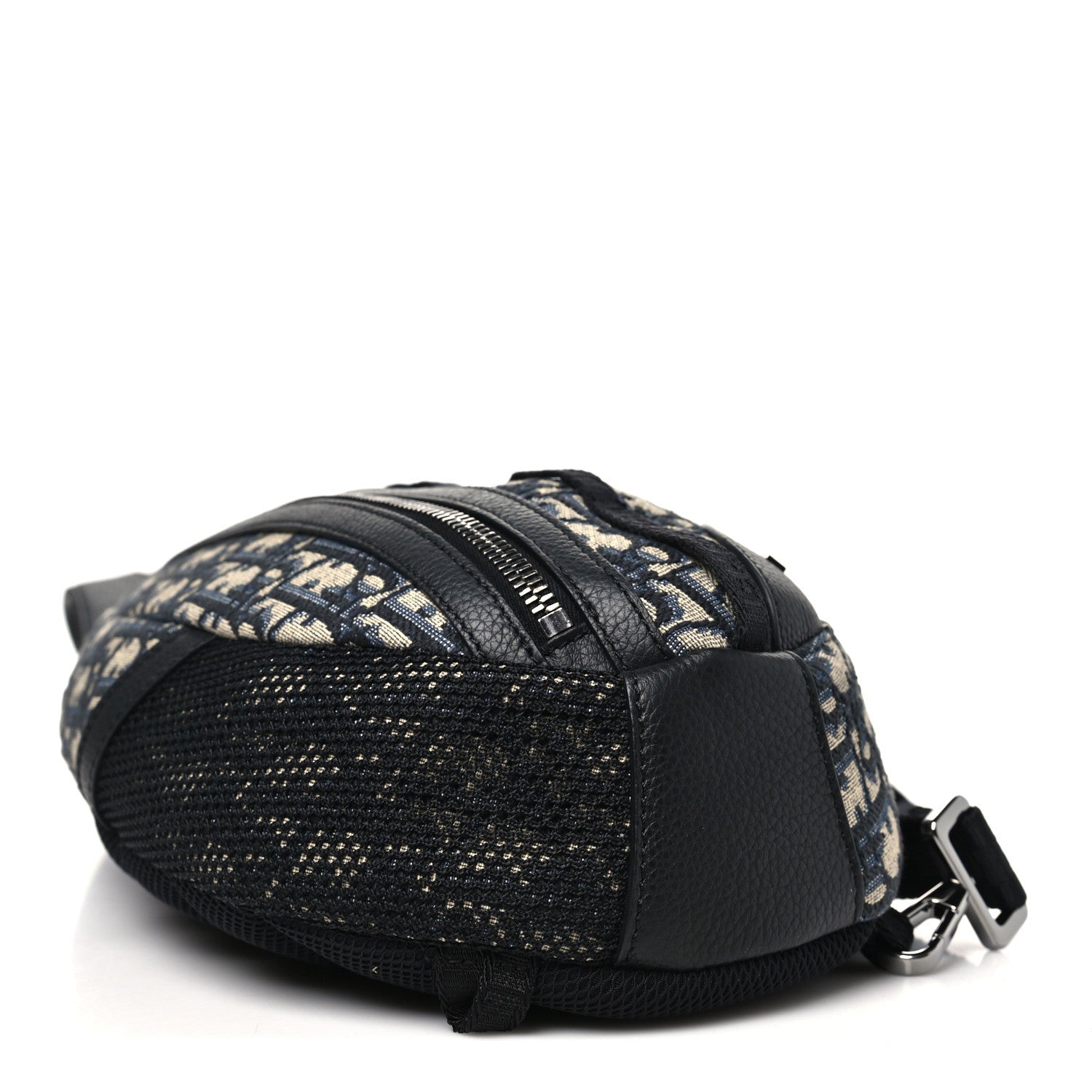 Christian Dior Grained Calfskin Oblique Scarab Sling Bag Blue Black