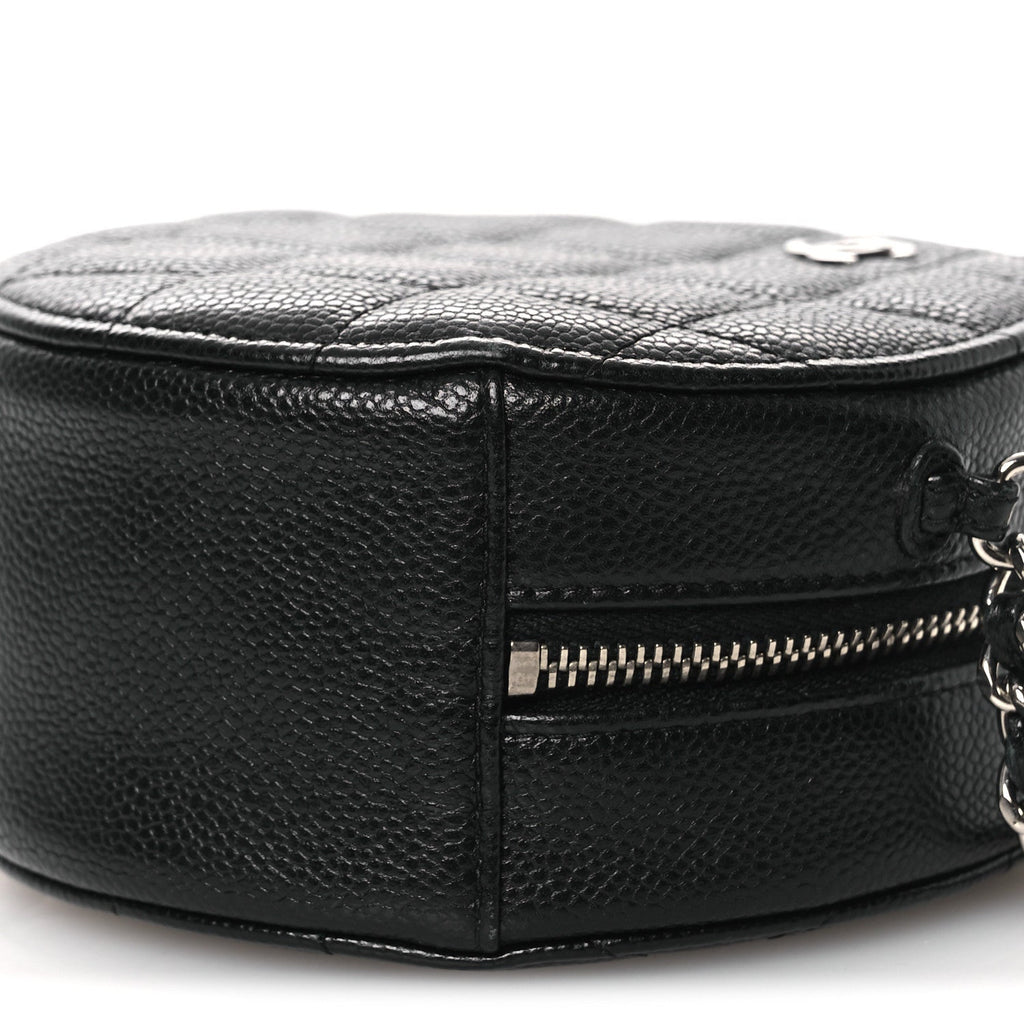 Chanel Caviar Quilted Round Clutch With Chain Black