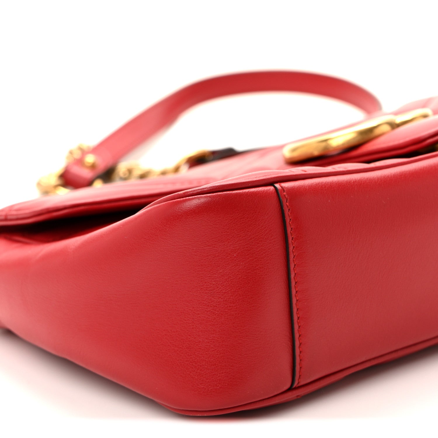 Gucci Calfskin Matelasse Small GG Marmont Shoulder Bag Hibiscus Red
