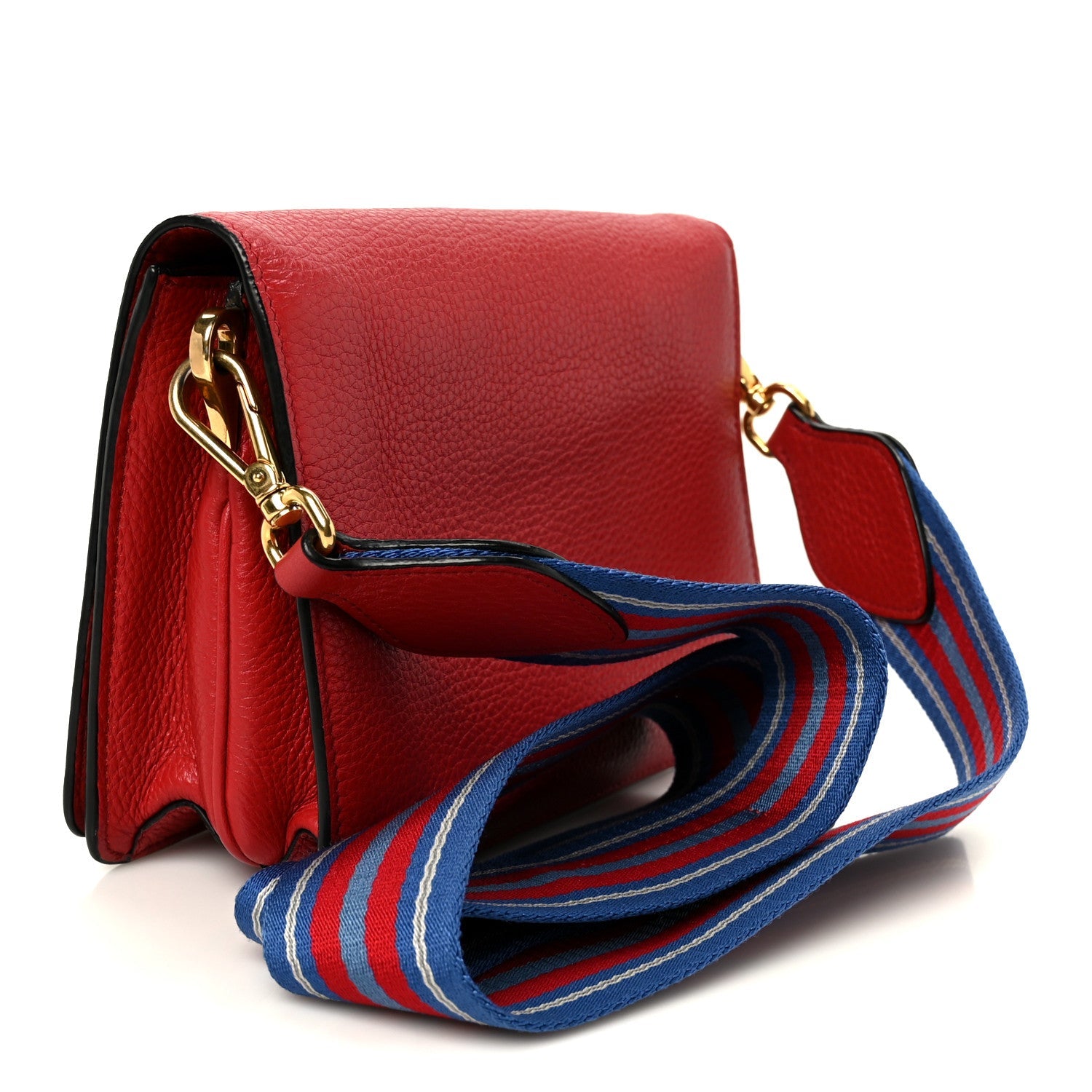 Prada Vitello Daino Flap Crossbody Rosso