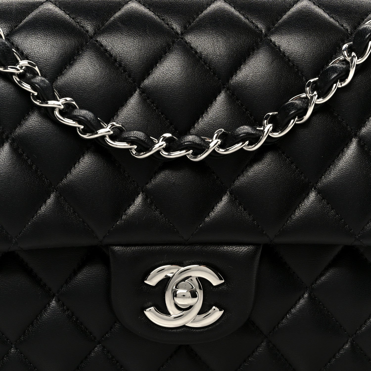 Chanel Lambskin Quilted Medium Double Flap Black