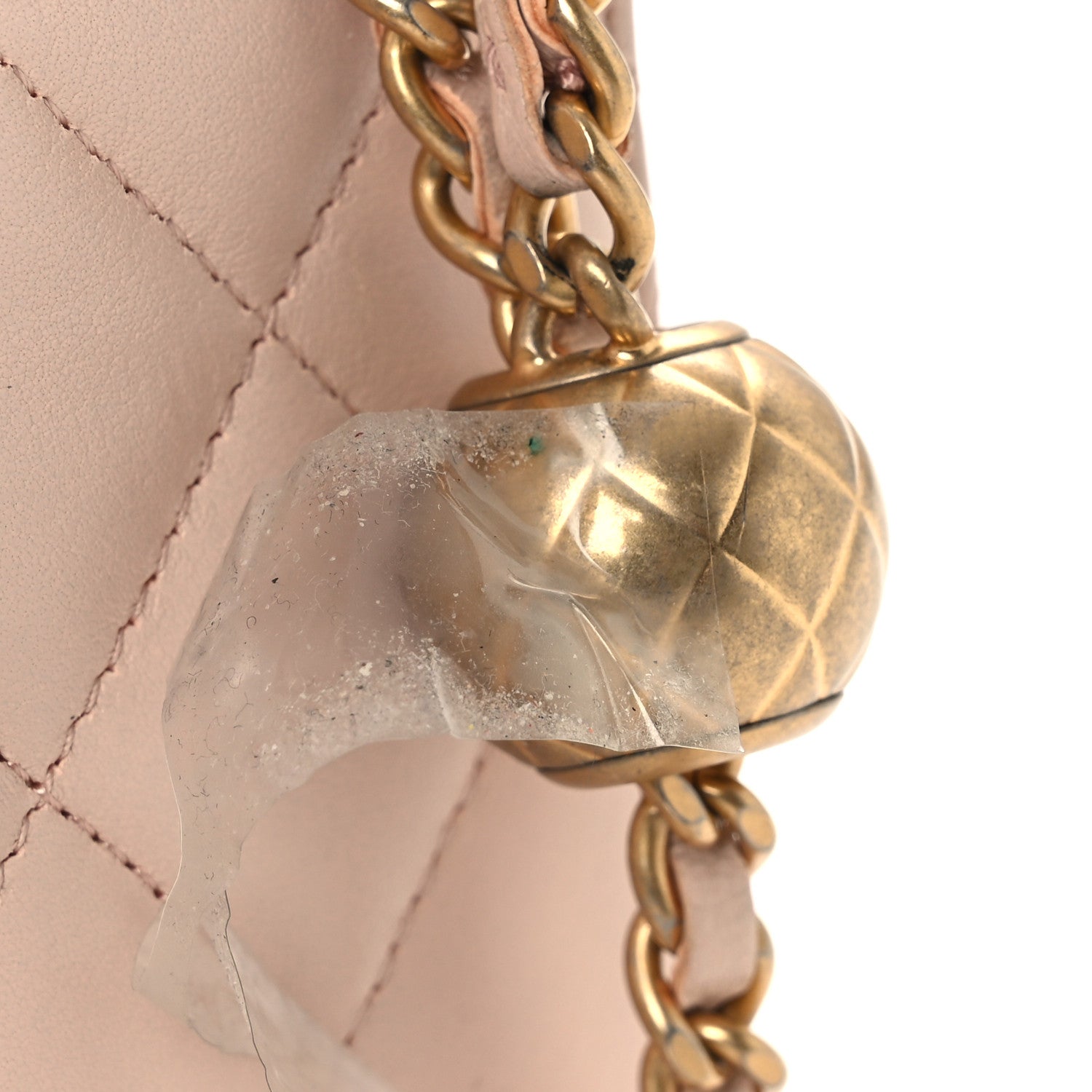 Chanel Lambskin Quilted CC Pearl Crush Wallet on Chain WOC Light Pink