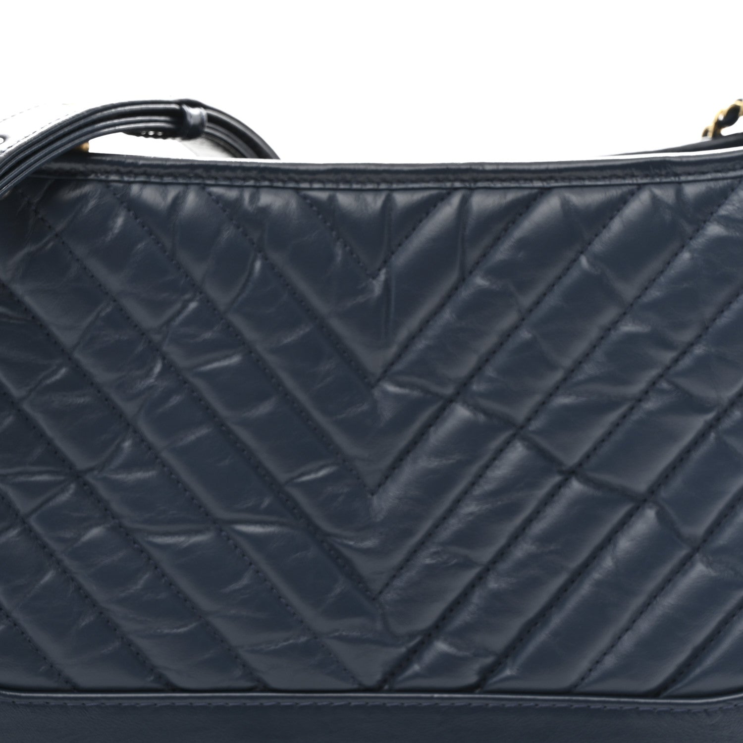Chanel Aged Calfskin Chevron Quilted Medium Gabrielle Hobo Blue