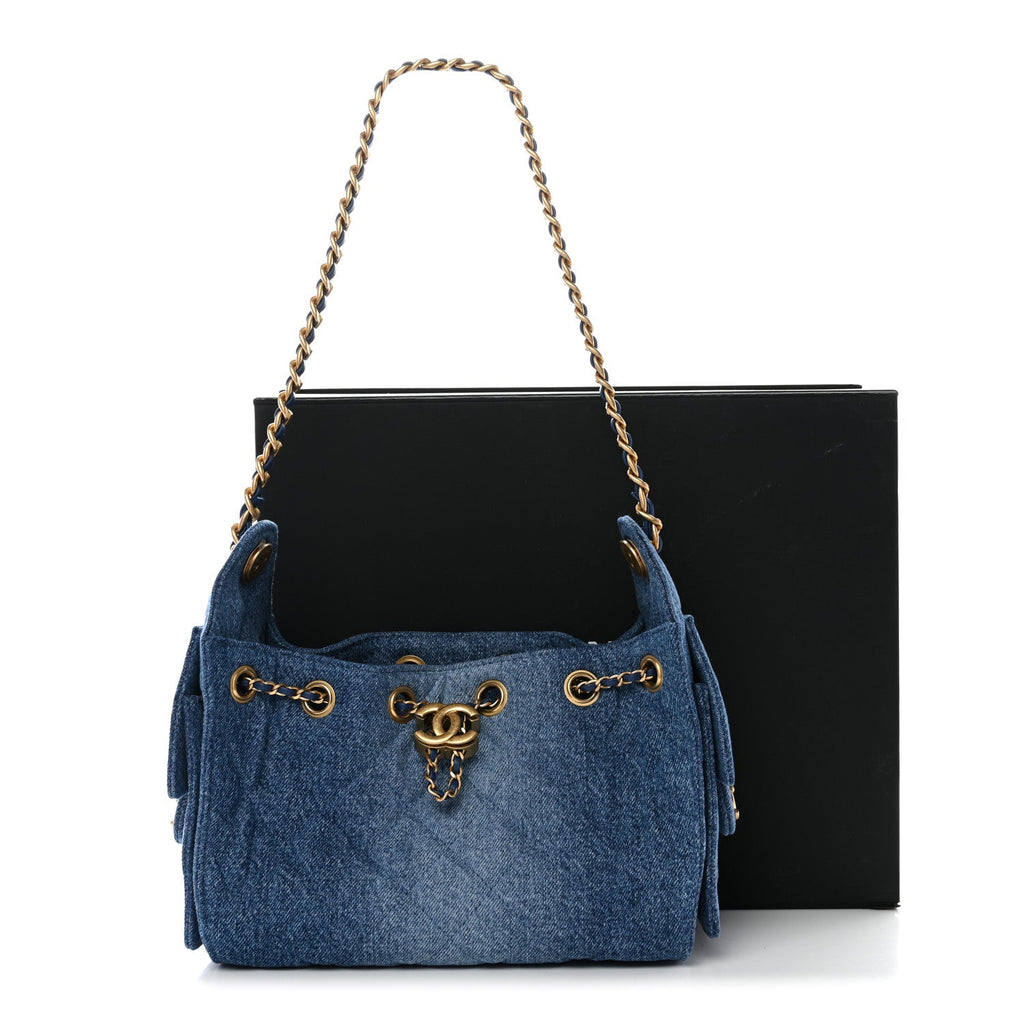 Chanel Washed Denim Quilted Mini Chanel 25 Handbag Blue