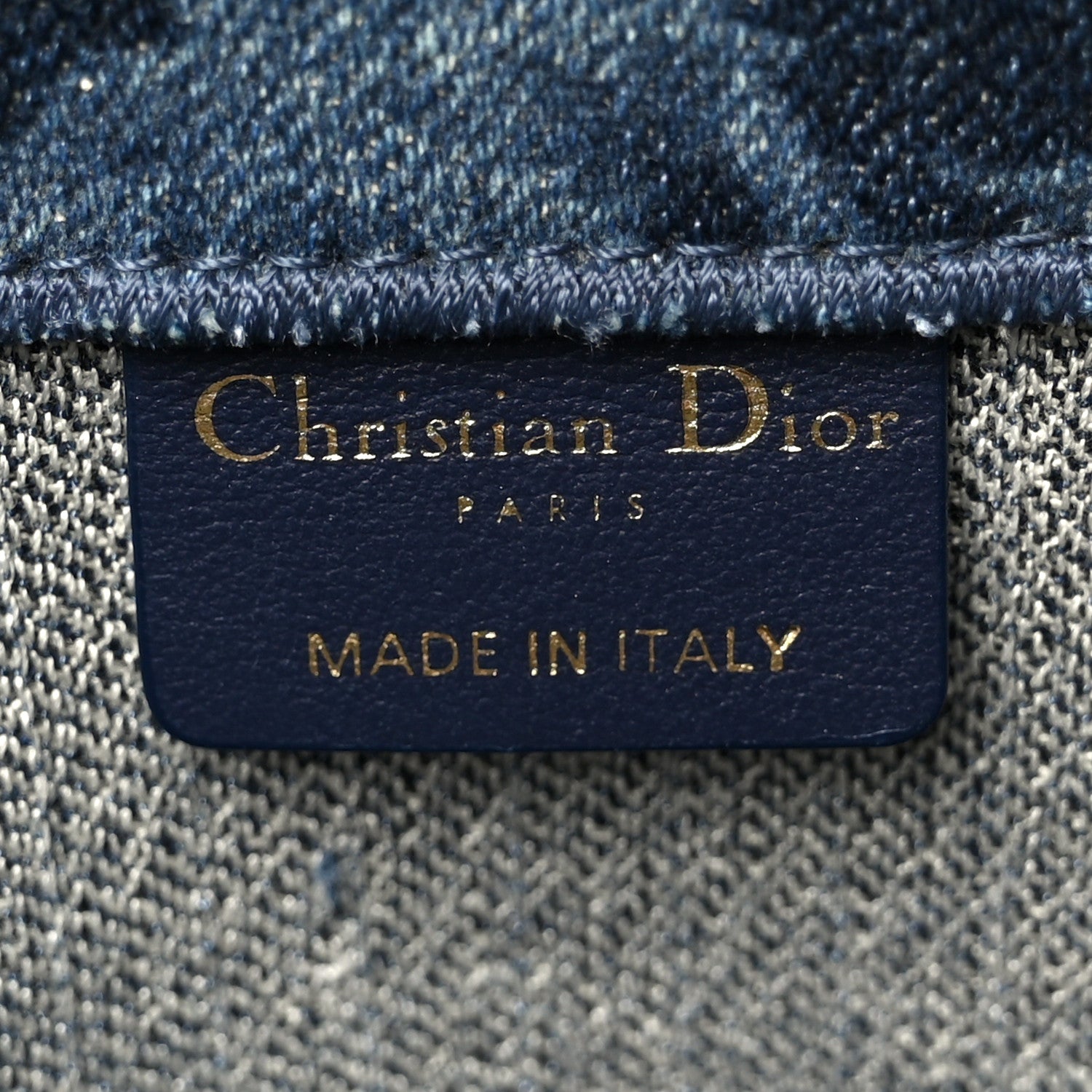 Christian Dior Denim Flowers Embroidered Medium Book Tote Blue