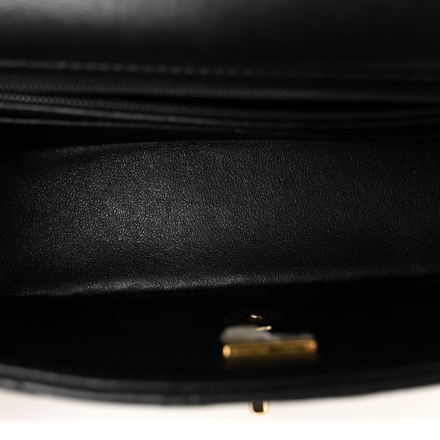 Chanel Lambskin Quilted Mini Top Handle Rectangular Flap Black