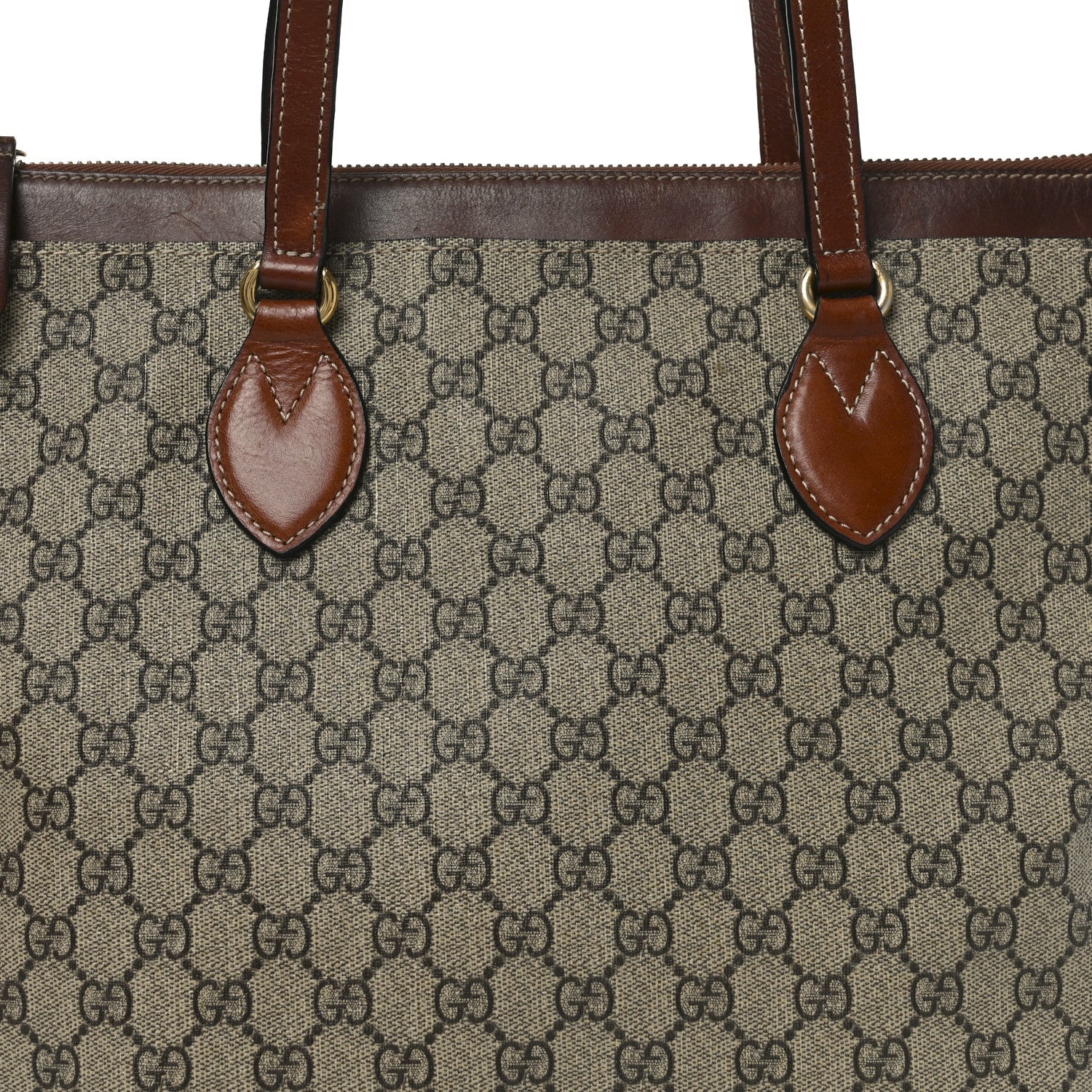 Gucci GG Supreme Monogram Medium Zippered Bucket Tote Beige Tuscany