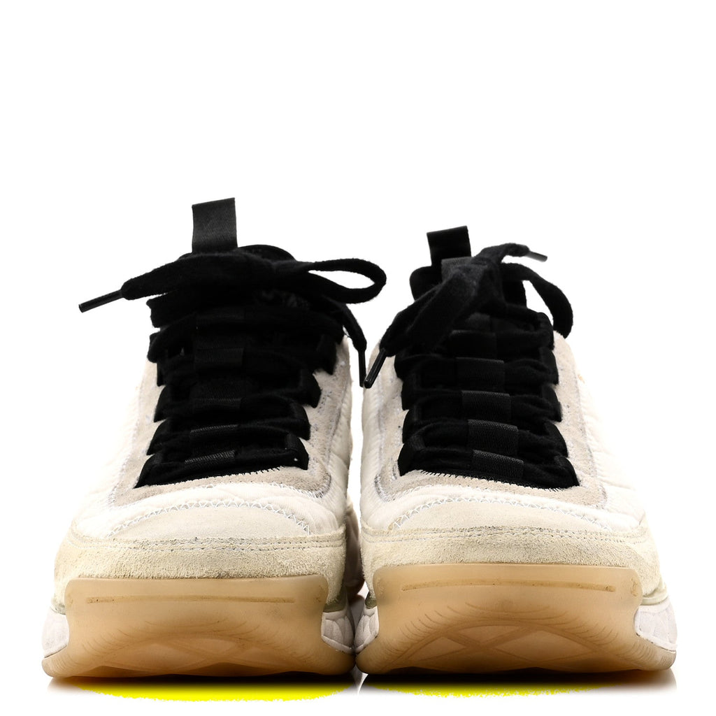 Fabric Suede Calfskin CC Sneakers 38.5 Ivory Black