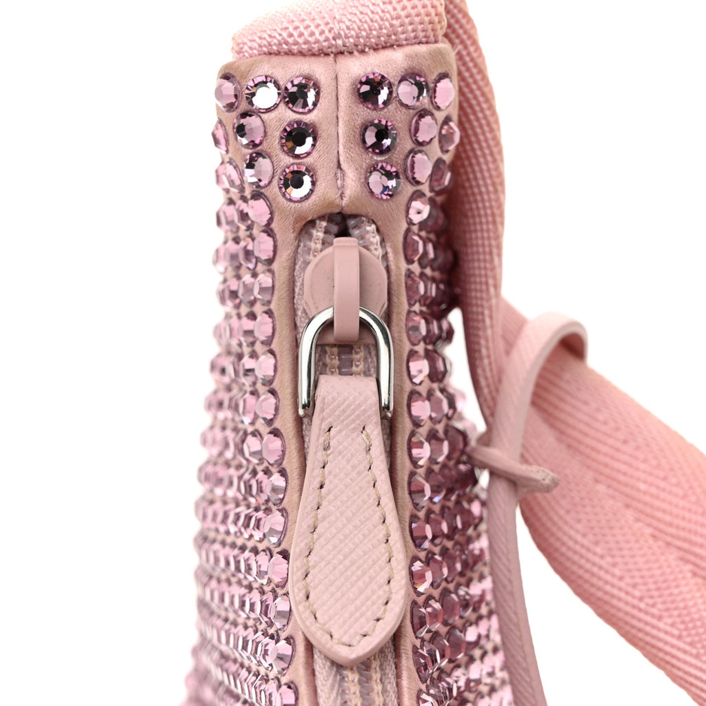 Prada Satin Crystal Mini Re-Edition 2000 Bag Alabastro