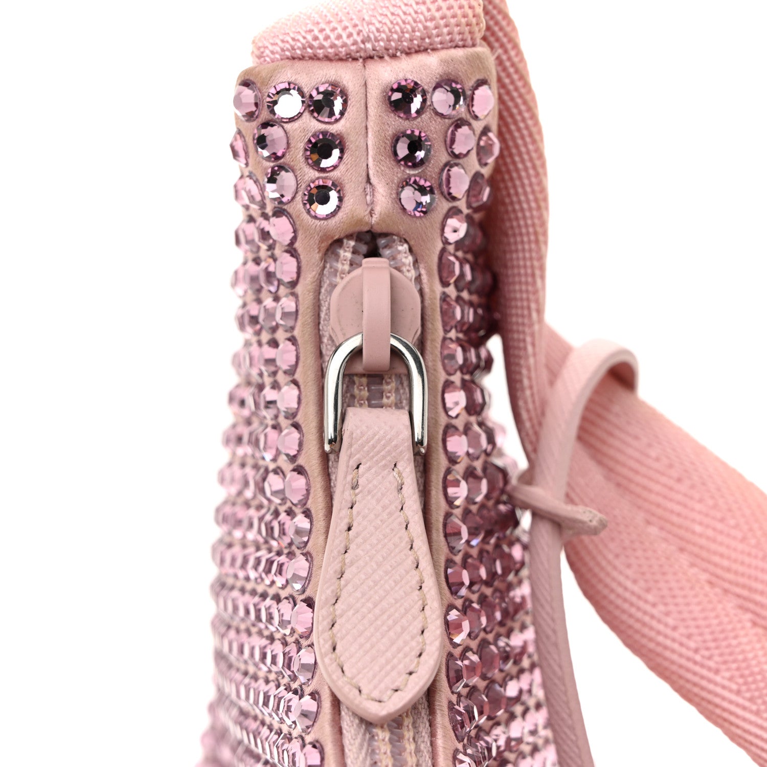 Prada Satin Crystal Mini Re-Edition 2000 Bag Alabastro