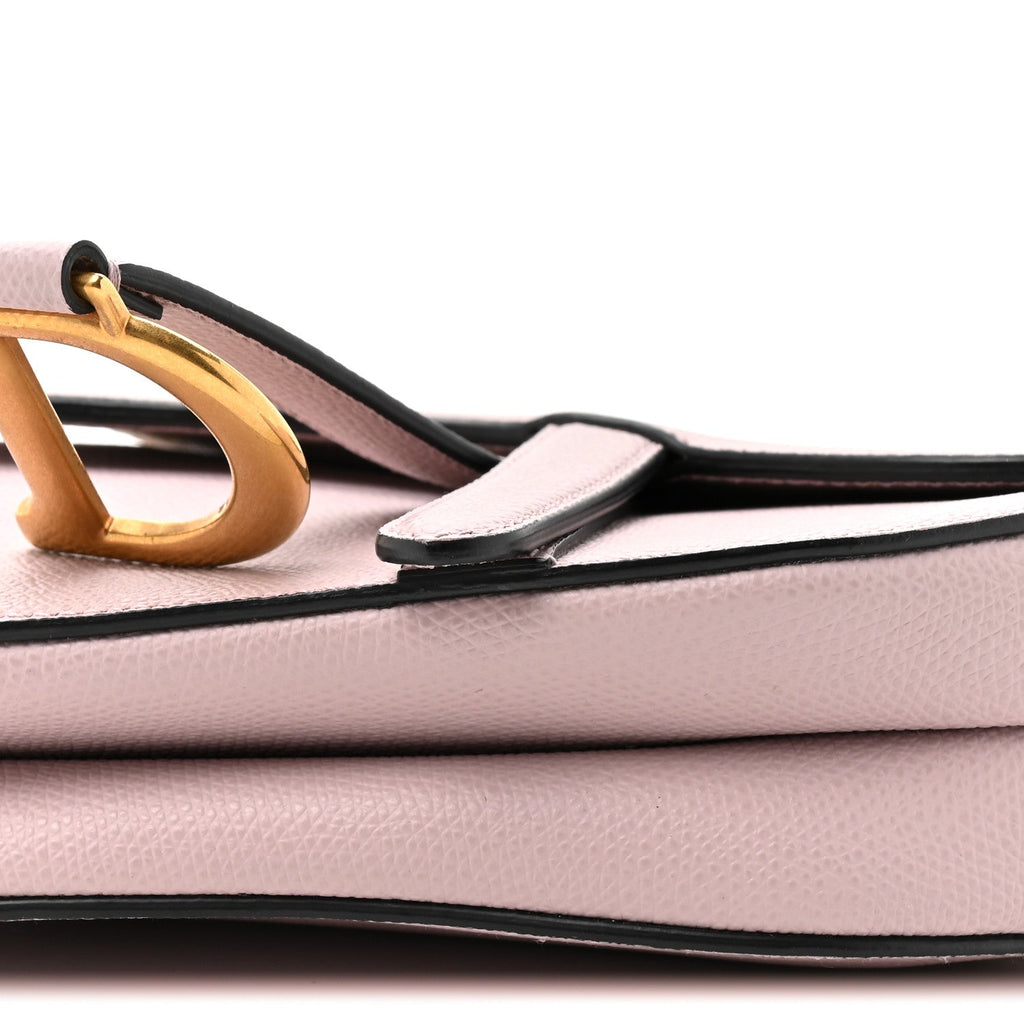 Christian Dior Grained Calfskin Mini Saddle Bag Light Pink
