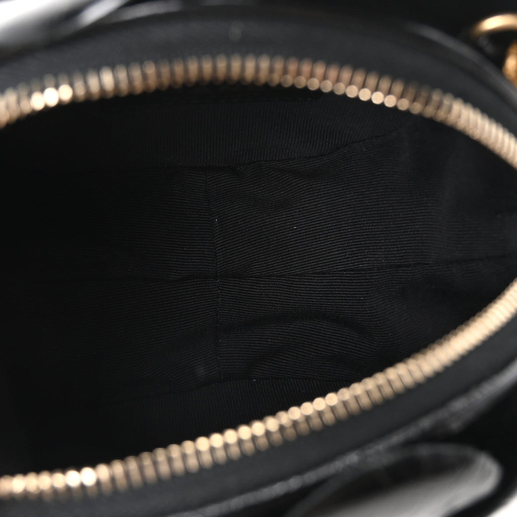 Chanel Patent Lambskin Camellia Bouquet Clutch With Chain Black