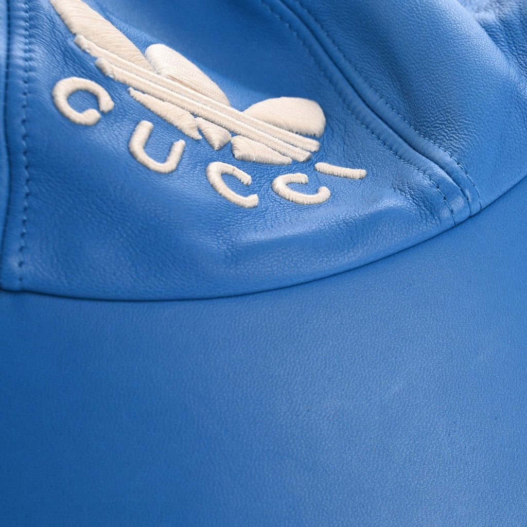 Gucci X ADIDAS Lambskin Trefoil Stefanos Baseball Hat XL Blue