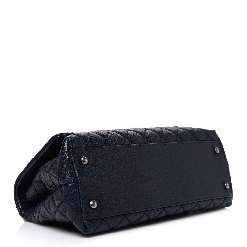 Chanel Caviar Quilted Small Coco Handle Flap Navy