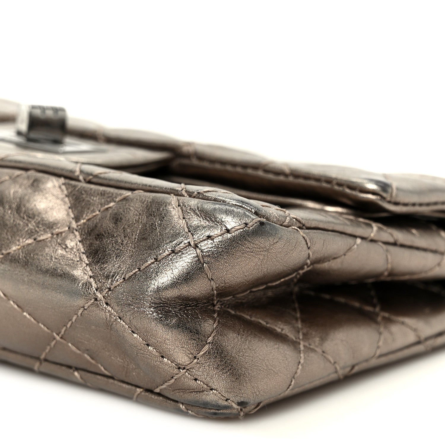 Chanel Aged Calfskin Quilted 2.55 Reissue Mini Flap Dark Silver