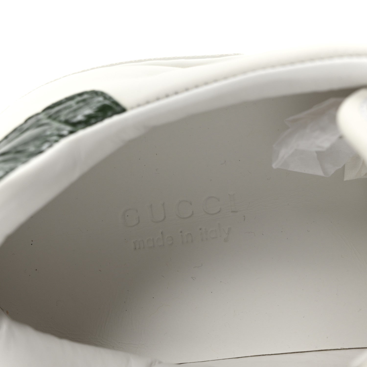 Gucci Calfskin Crocodile Web Womens Ace Sneakers 39.5 White Green