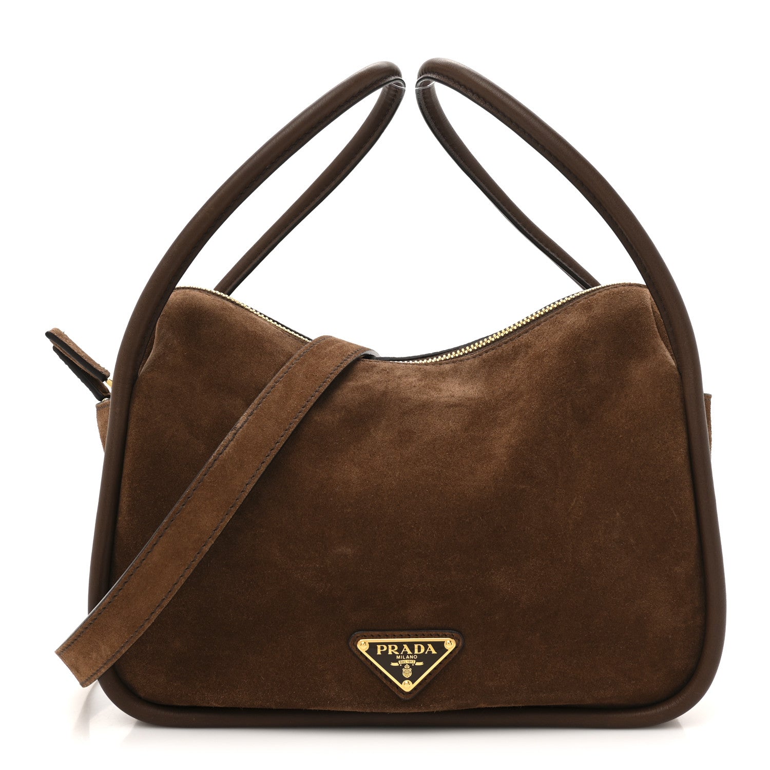 Prada Camoscio Darling Shoulder Bag Cocoa Brown
