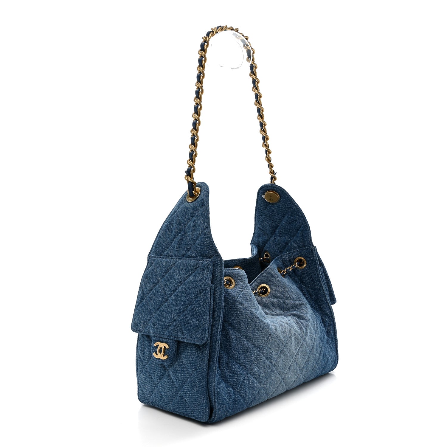 Chanel Washed Denim Quilted Small Chanel 25 Handbag Blue