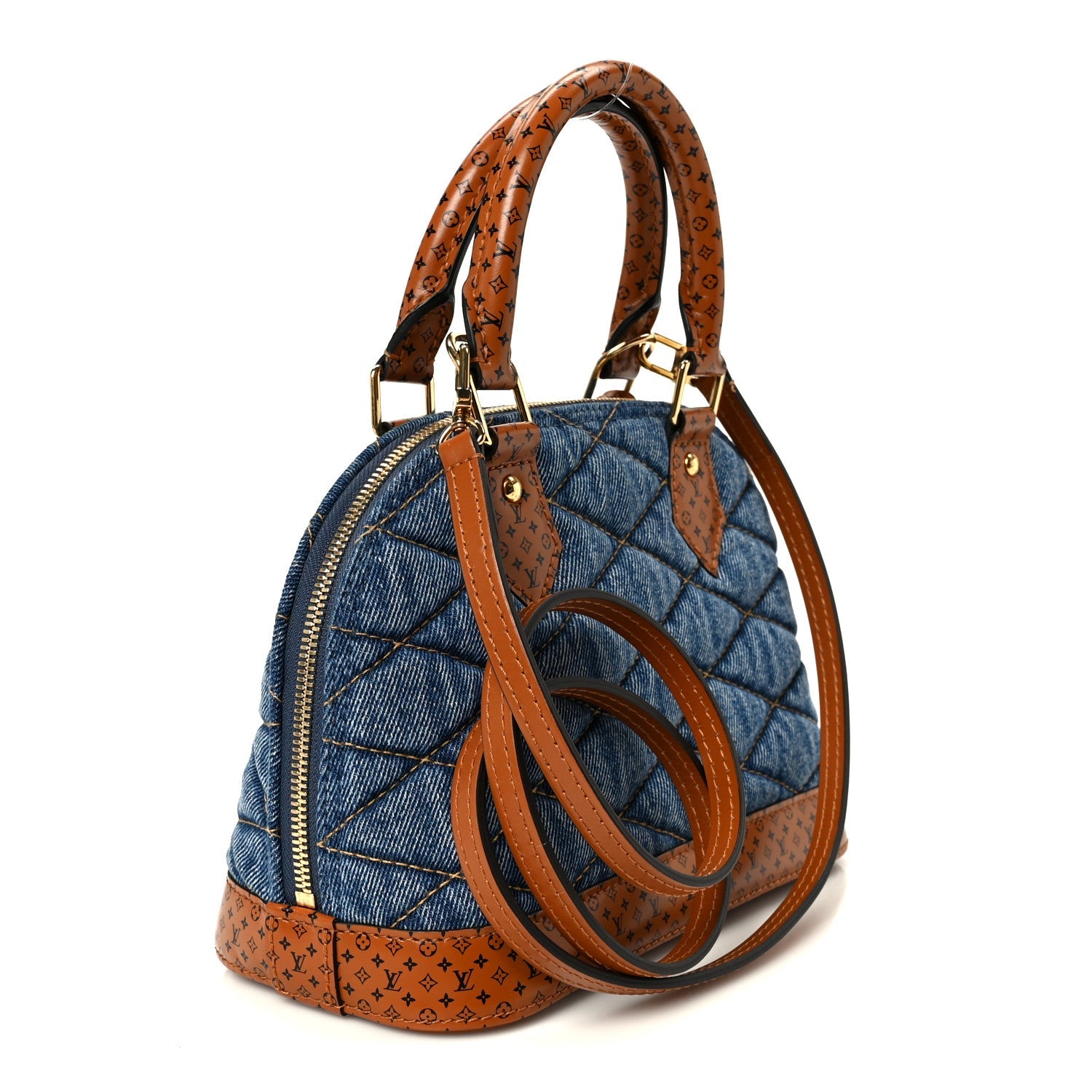 Louis Vuitton Denim Calfskin Reverse Monogram Malletage Alma BB Blue