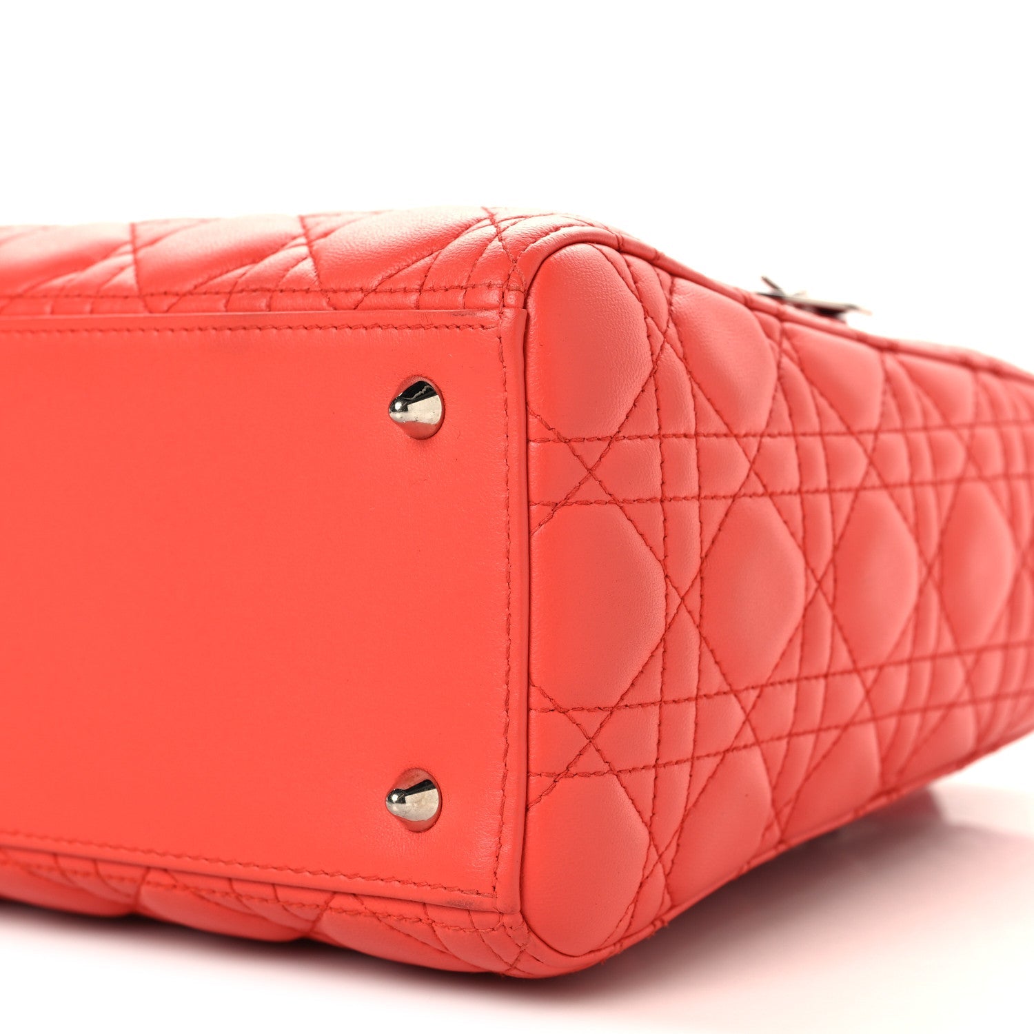 Christian Dior Lambskin Cannage Medium Lady Dior Coral