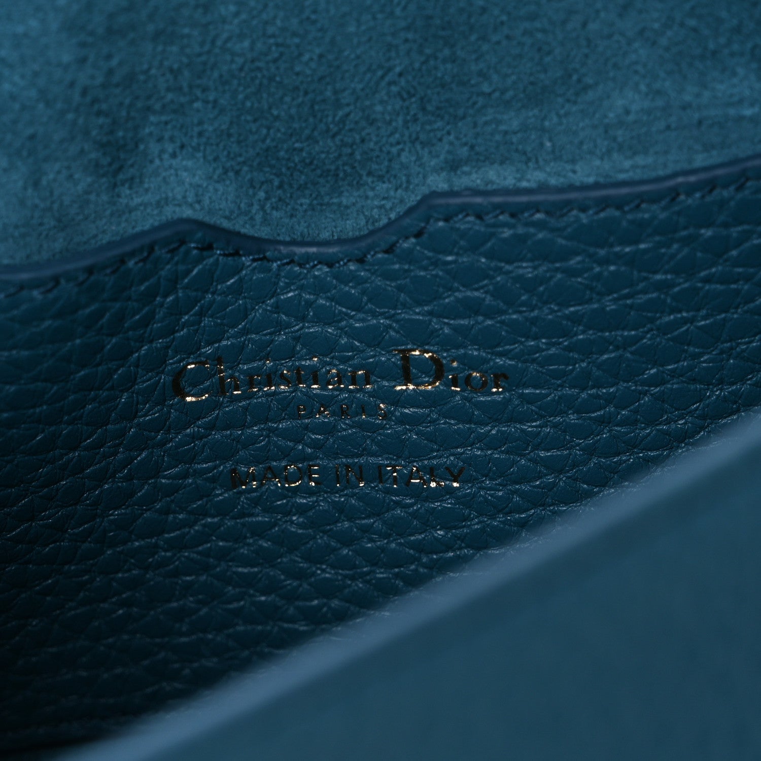 Christian Dior Grained Calfskin Medium Bobby Flap Steel Blue