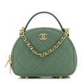 Chanel Lambskin Quilted Chic Riviera Top Handle Vanity Case Green