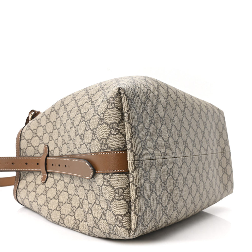 Gucci GG Icon Monogram Padlock Shoulder Bag Beige Dark Brown