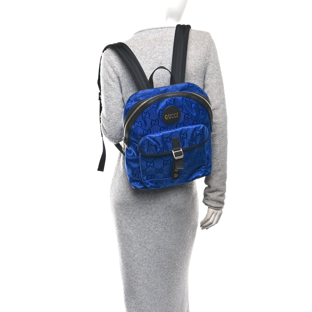 Gucci Econyl Nylon Monogram Off The Grid Backpack Guilted Blue Black