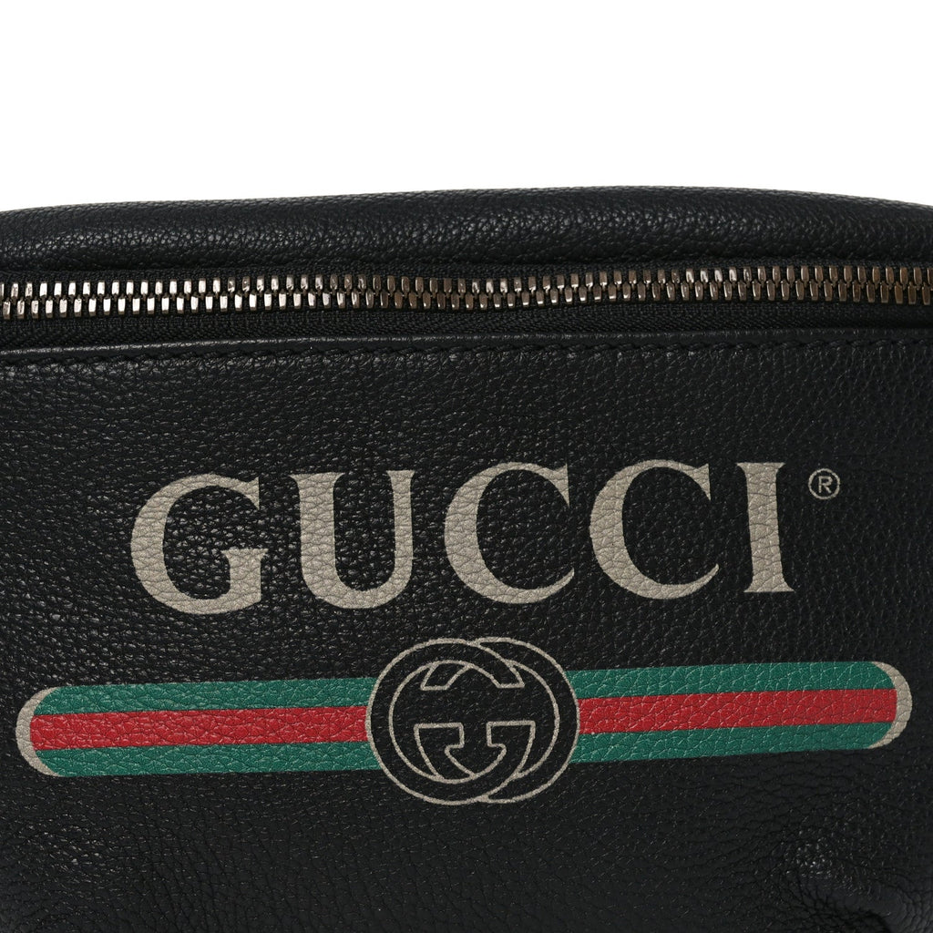 Gucci Grained Calfskin Logo Belt Bag Black