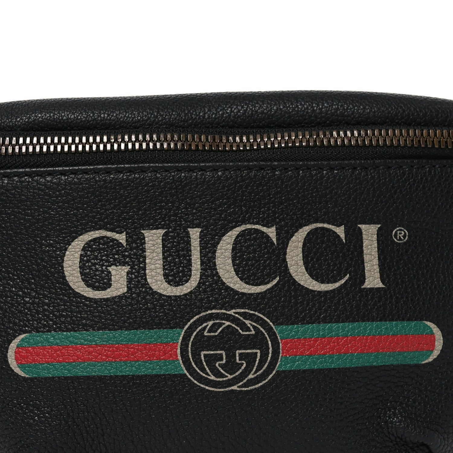 Gucci Grained Calfskin Logo Belt Bag Black