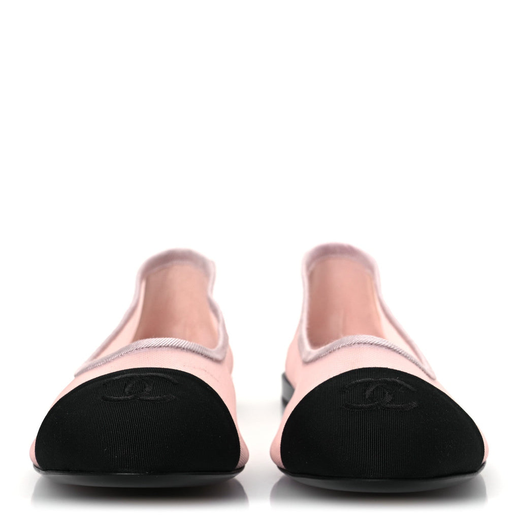 Mesh Grosgrain CC Ballerina Flats 39.5 Pink Black