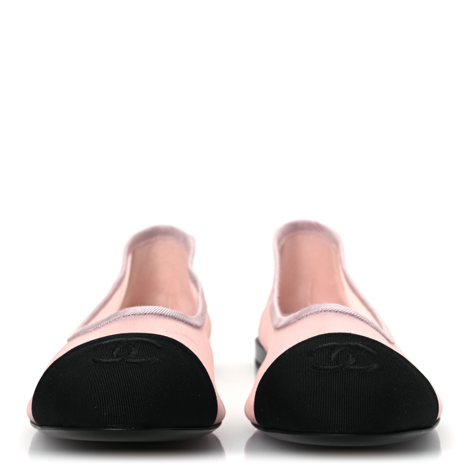 Mesh Grosgrain CC Ballerina Flats 39.5 Pink Black