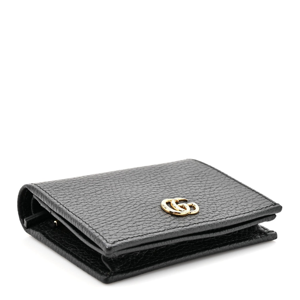 Gucci Pebbled Calfskin GG Marmont Card Case Black
