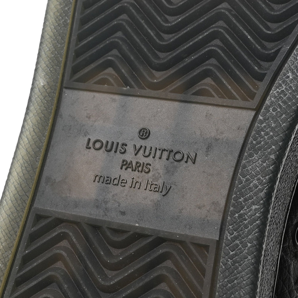 Louis Vuitton Calfskin Embossed Monogram Rivoli High Top Sneakers 11 Black Silver