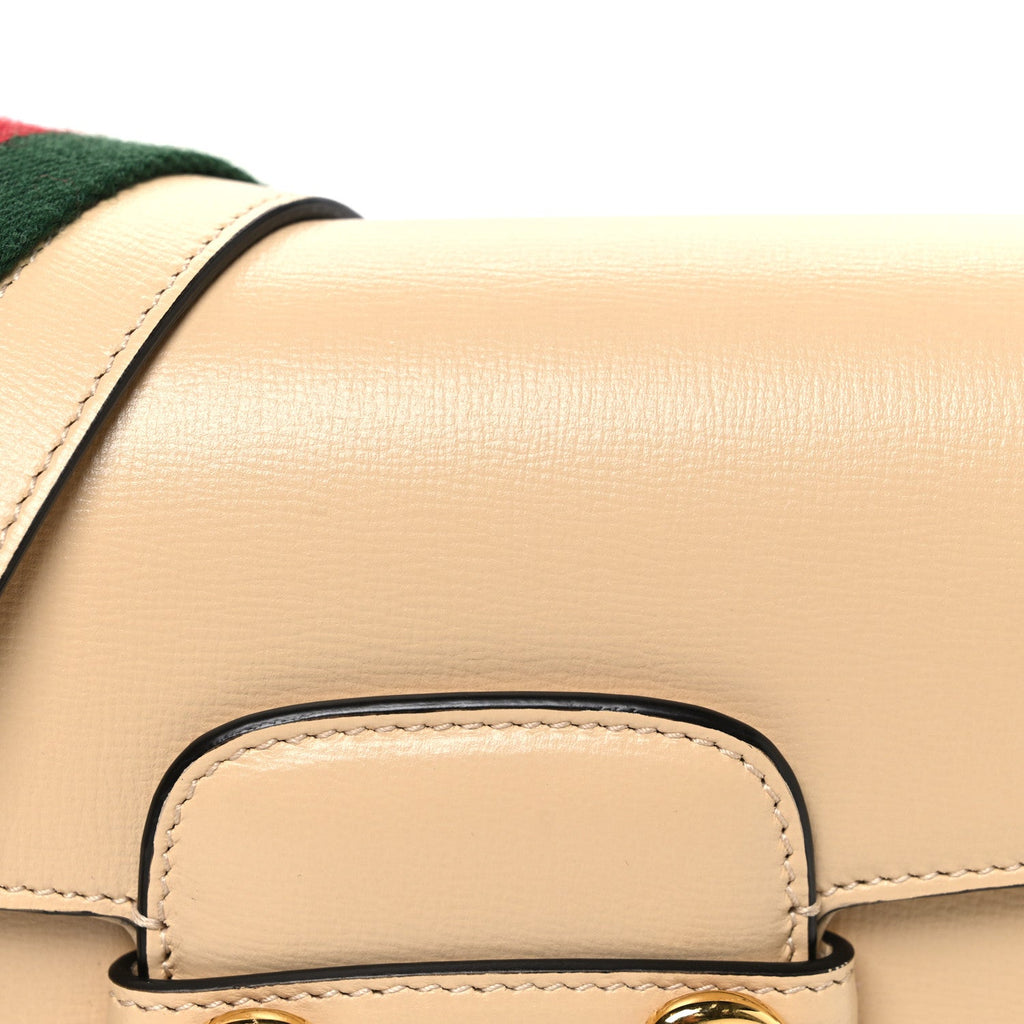 Gucci Azalea Calfskin Web Mini Horsebit 1955 Shoulder Bag Bubble Tea