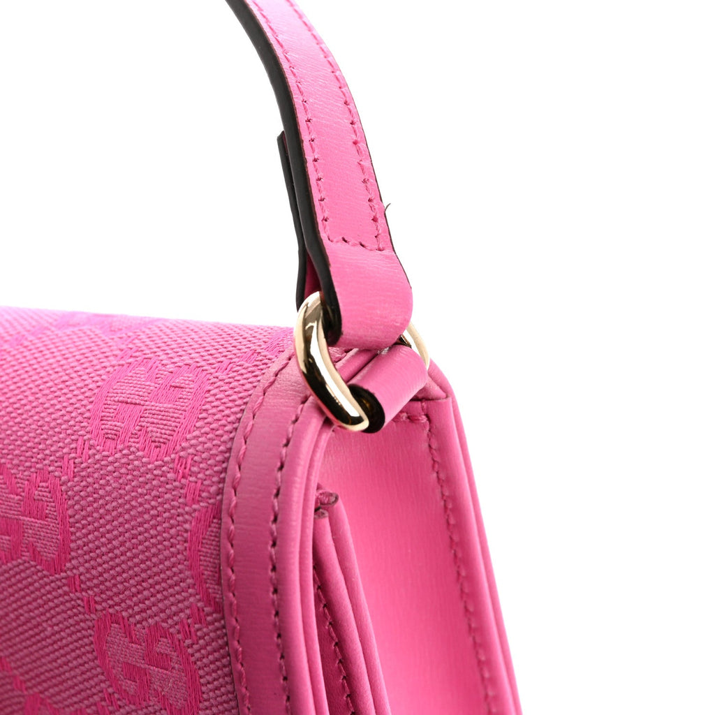 Gucci GG Monogram Scratch Lux Calfskin Mini Luce Shoulder Bag Rose Dark Blossom