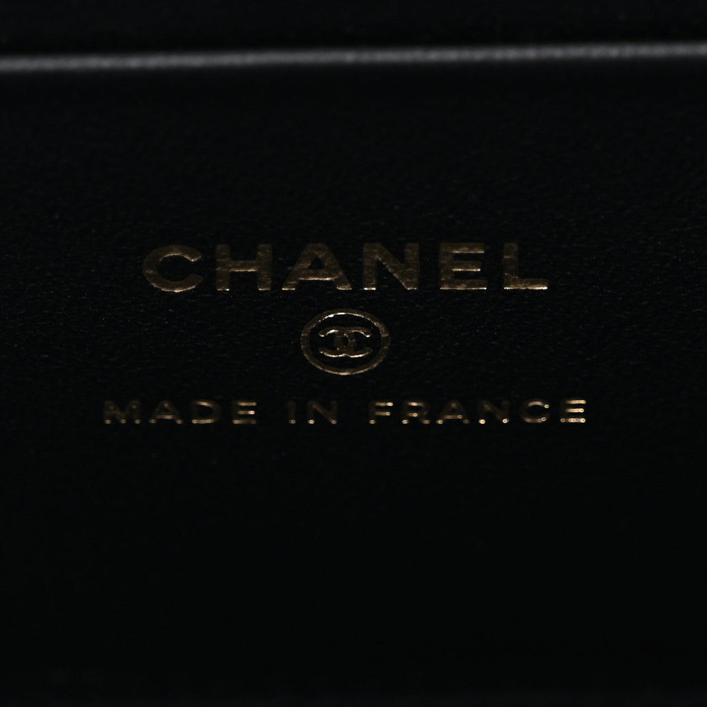 Chanel Lambskin Quilted Small Top Handle Vanity Case With Chain Black