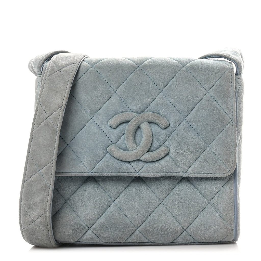 Chanel Suede Small Messenger Flap Light Blue