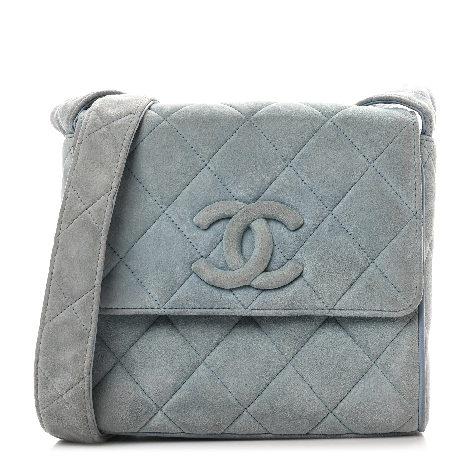 Chanel Suede Small Messenger Flap Light Blue
