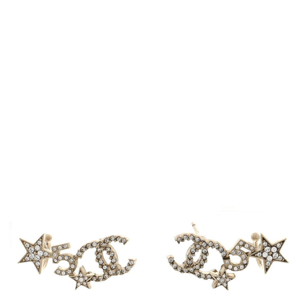 Crystal Star 5 CC Earrings Gold