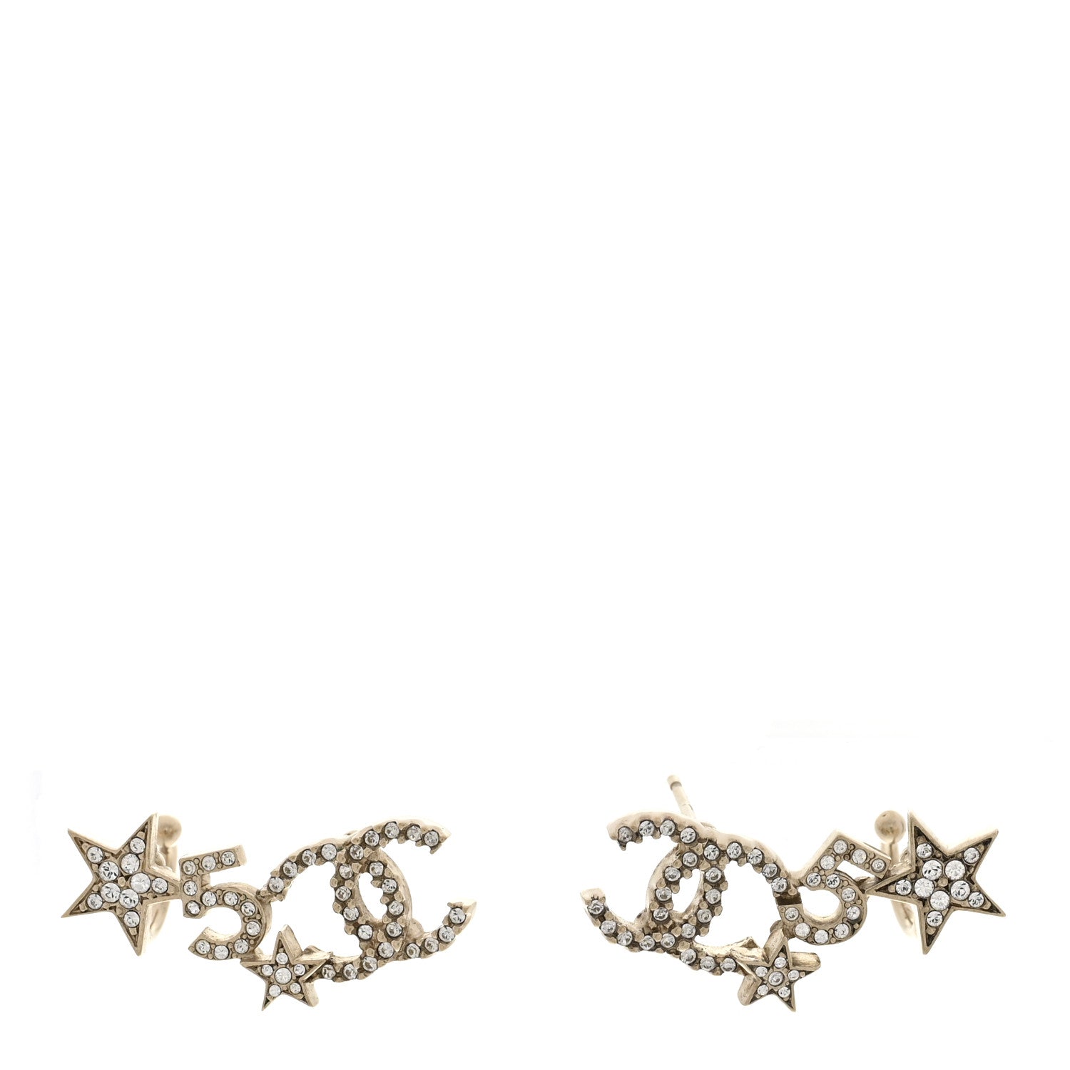 Crystal Star 5 CC Earrings Gold