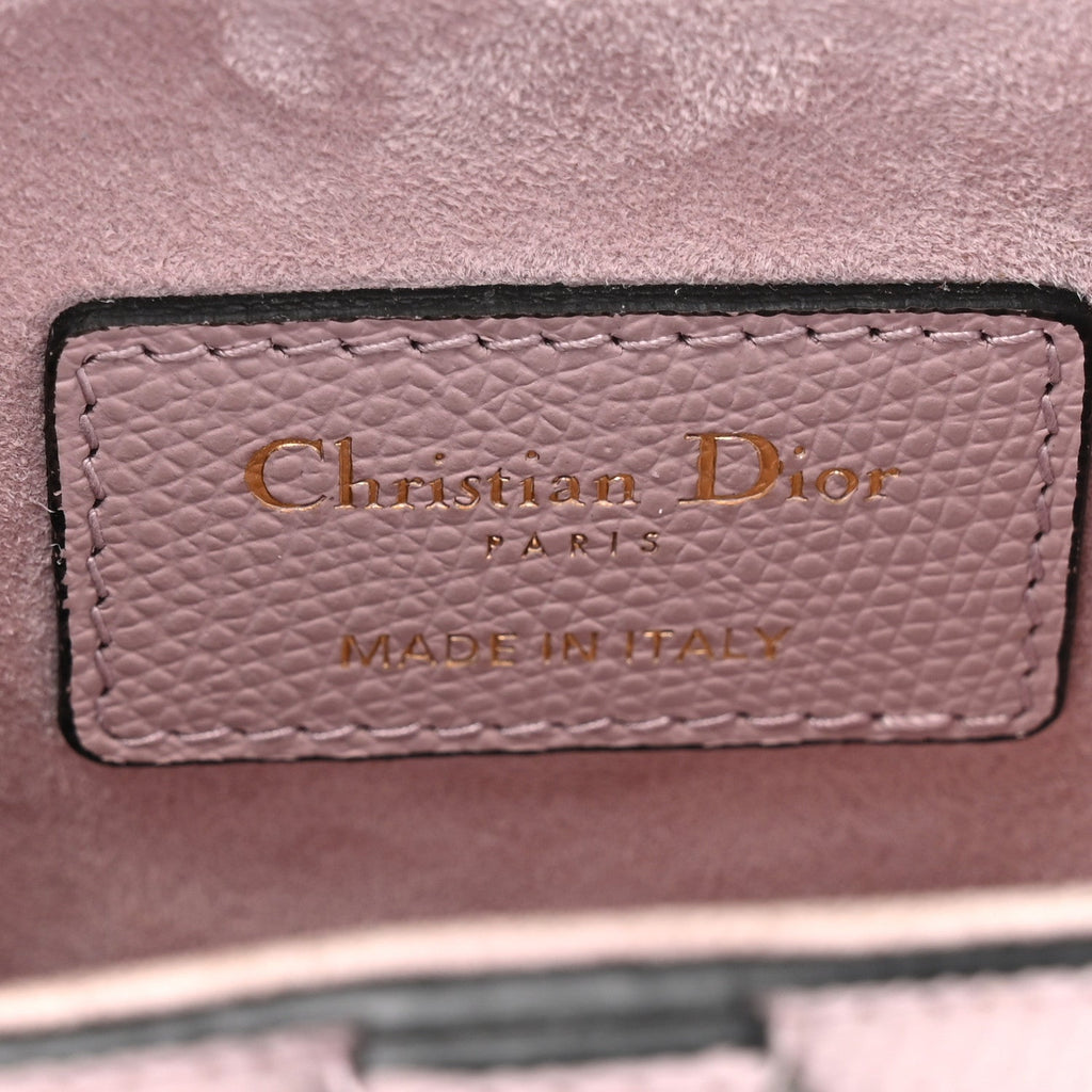 Christian Dior Grained Calfskin Mini Saddle Bag Light Pink