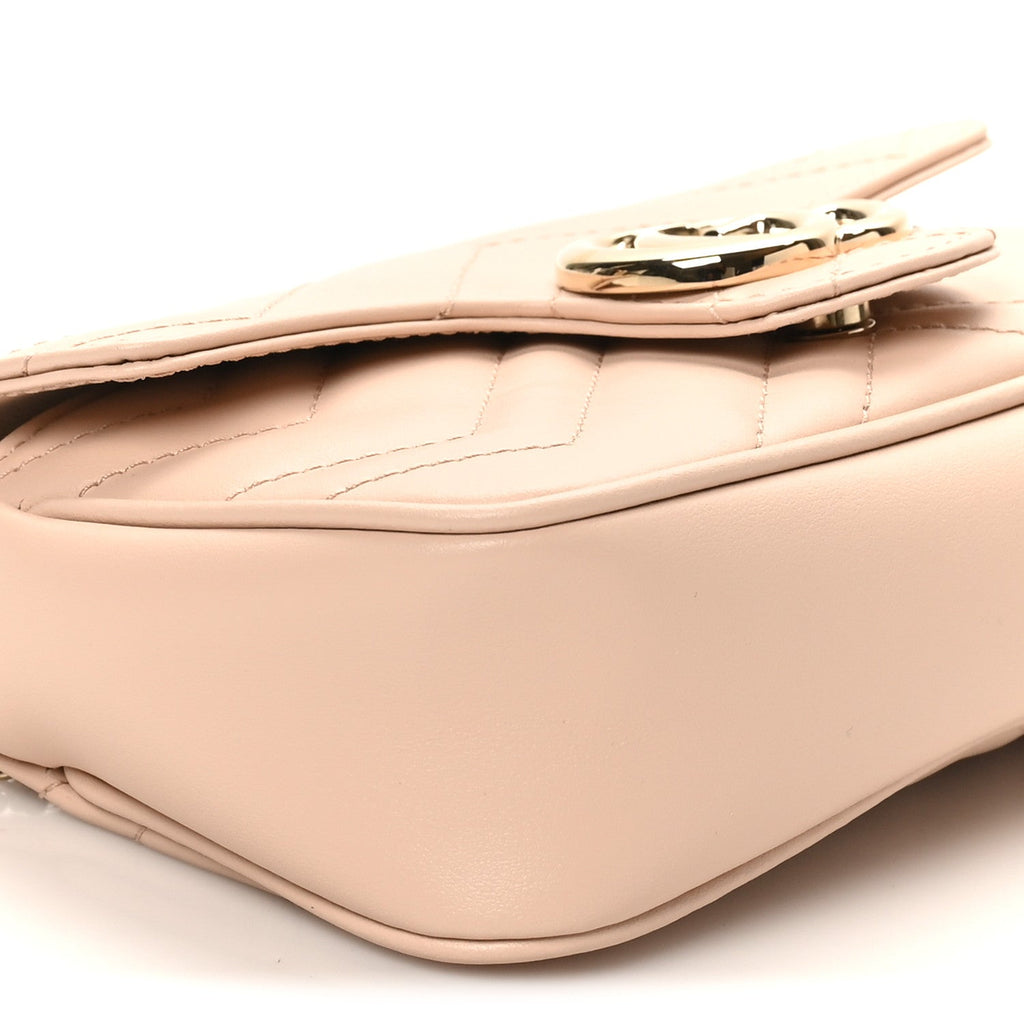 Gucci Calfskin Matelasse Super Mini GG Marmont Shoulder Bag Porcelain Rose