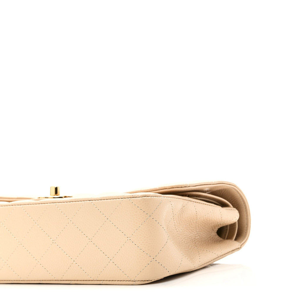 Chanel Caviar Quilted Medium Double Flap Beige