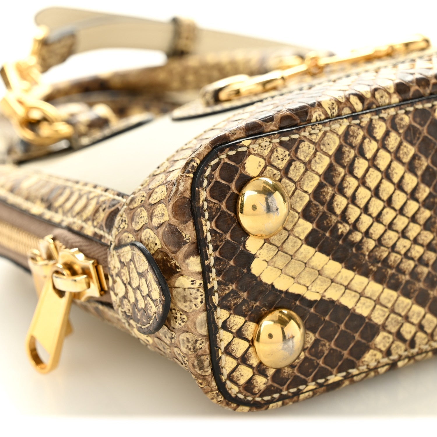Gucci Snakeskin Boarded Plutone Calfskin Mini Horsebit 1955 Top Handle Bag White Multicolor