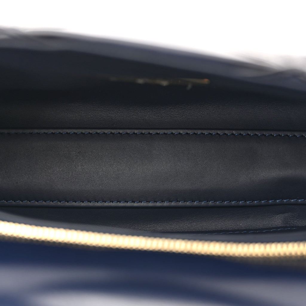 Louis Vuitton Lambskin Malletage Top Handle GO-14 MM Bleu Marine