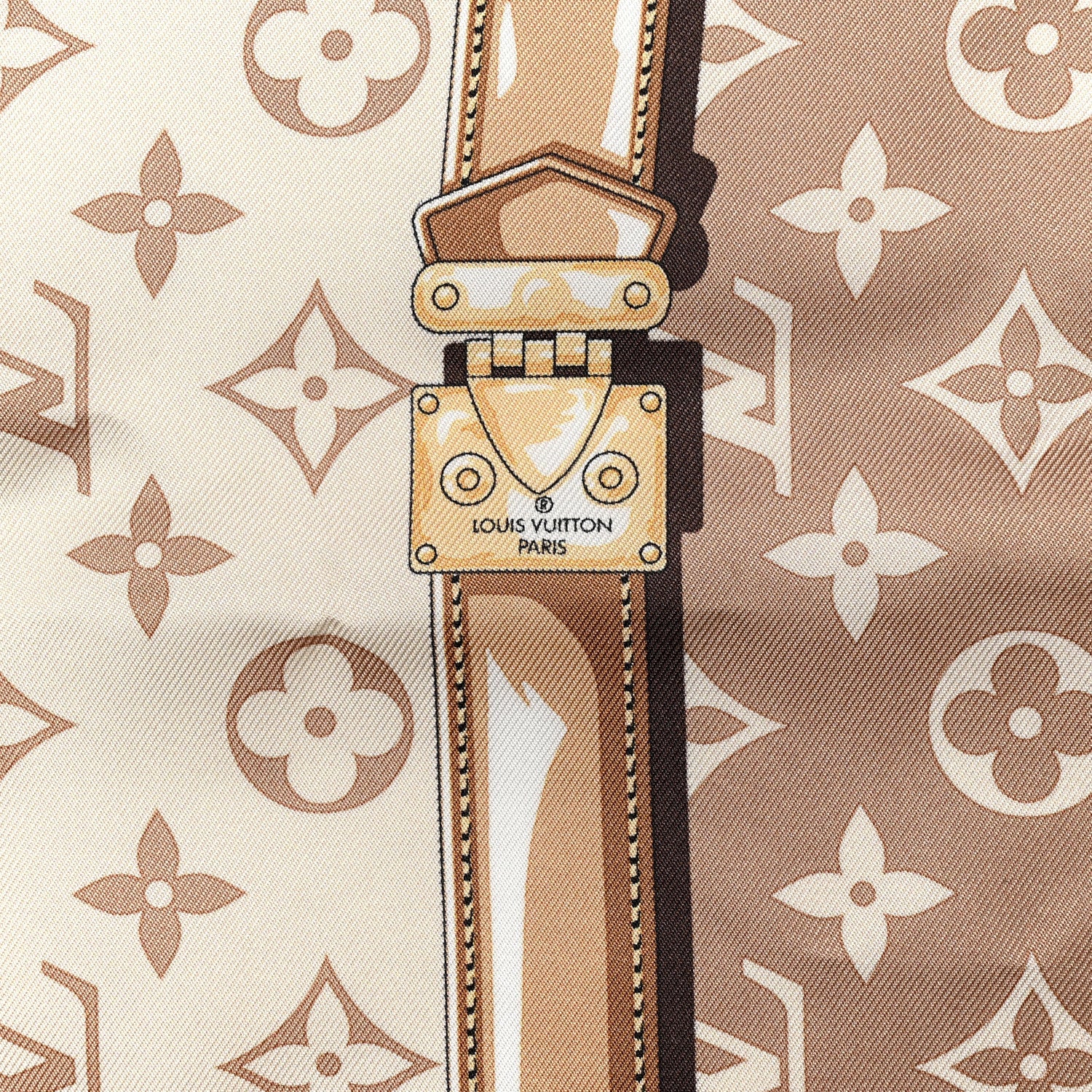 Louis Vuitton Silk Monogram Denimgram Confidential Square 90 Scarf Beige