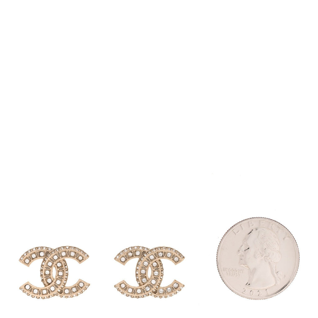 Crystal Timeless CC Earrings Light Gold