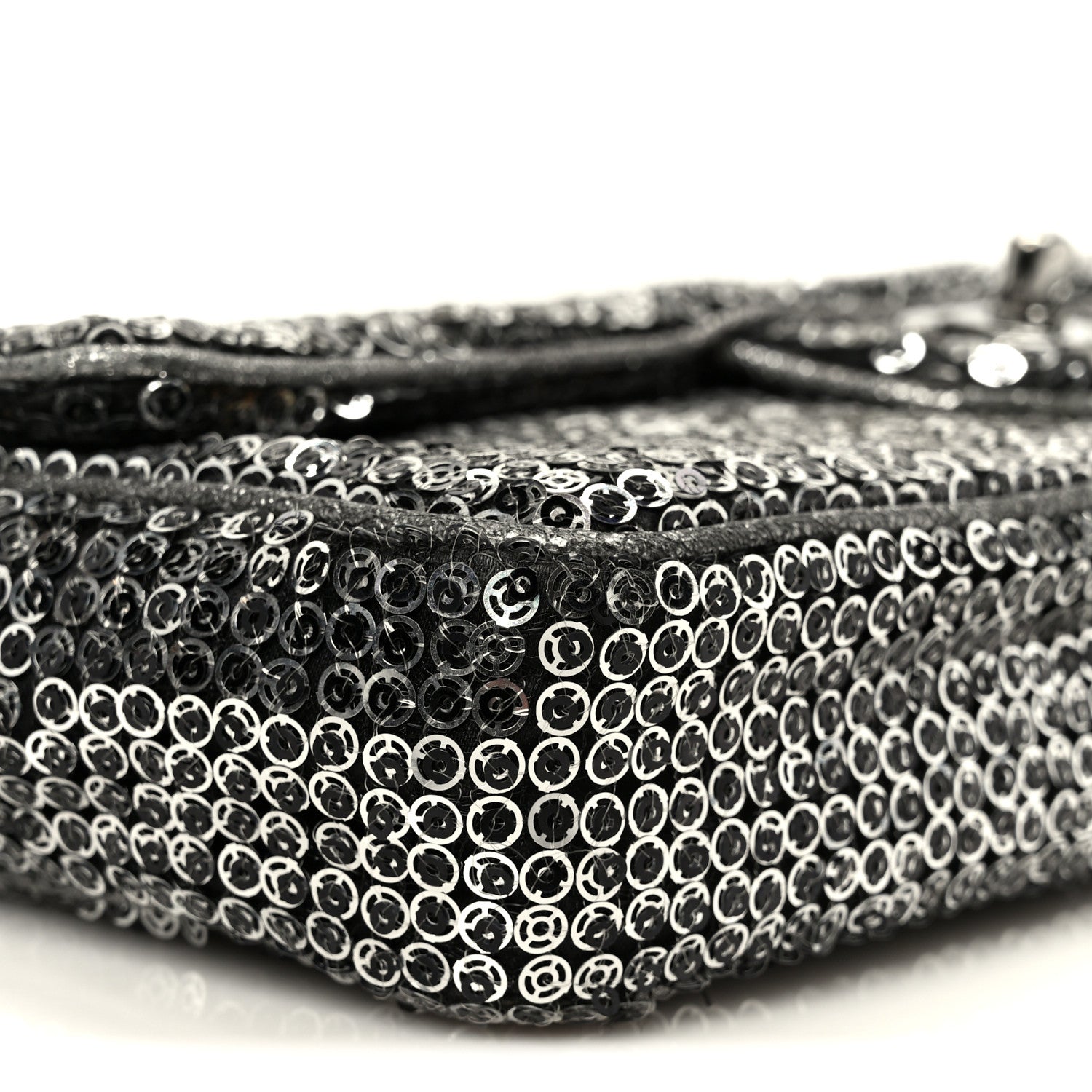 Chanel Sequin East West Flap Dark Silver