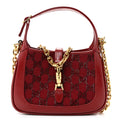 Gucci Calfskin Beaded Embroidery GG Monogram Mini Jackie 1961 Cherry Red